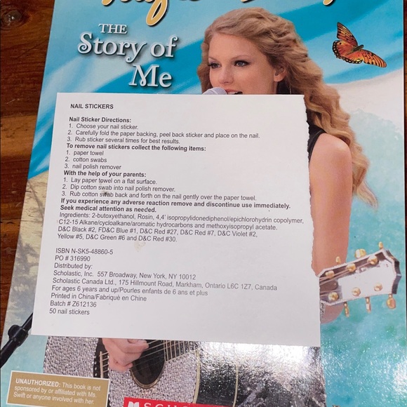 Scholastic Taylor Swift Story of Me Book with nail stickers - Picture 4 of 4